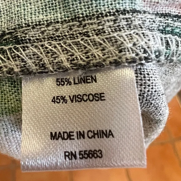 FOR CYNTHIA Linen Blend Lagenlook Tunic Dress Abstract Ikat High Low Artwear 1X - Picture 5 of 6